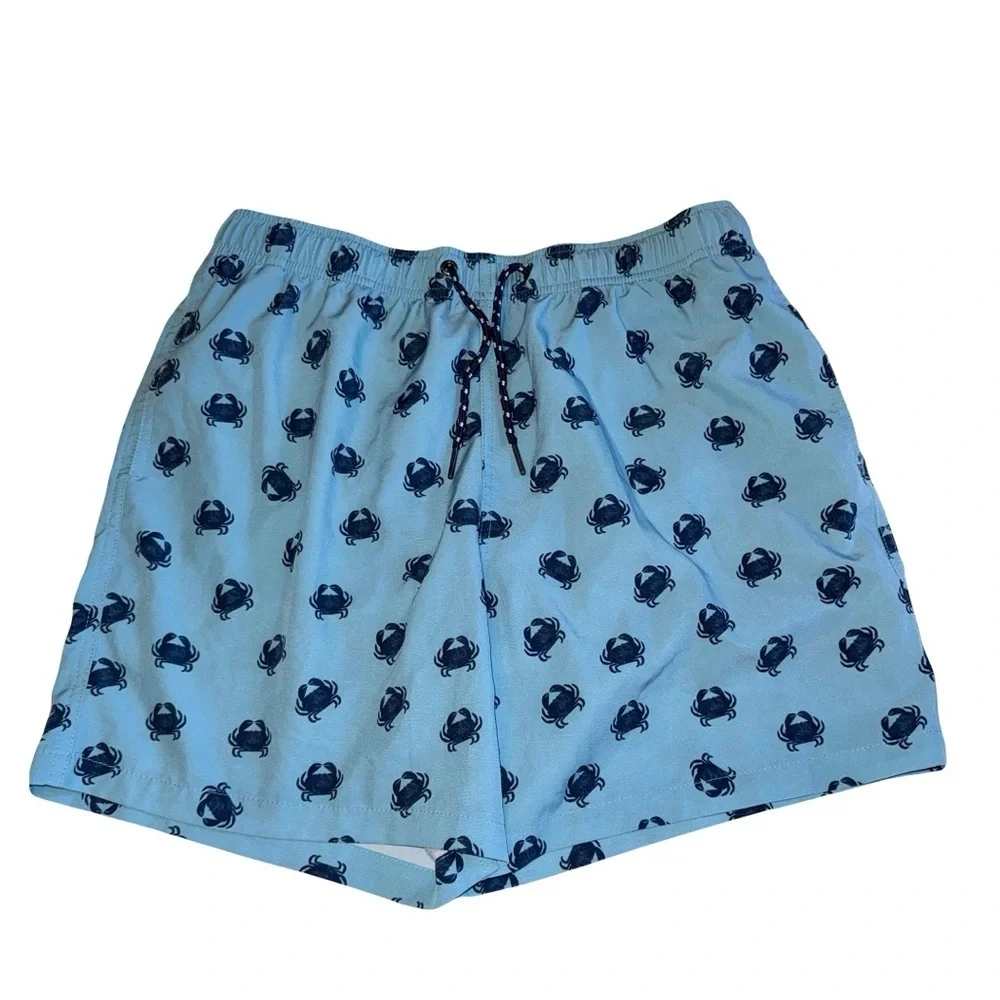 Seastate Men’s Mesh Lined Swim Trunks Carolina Blue Navy Print Sz Medium